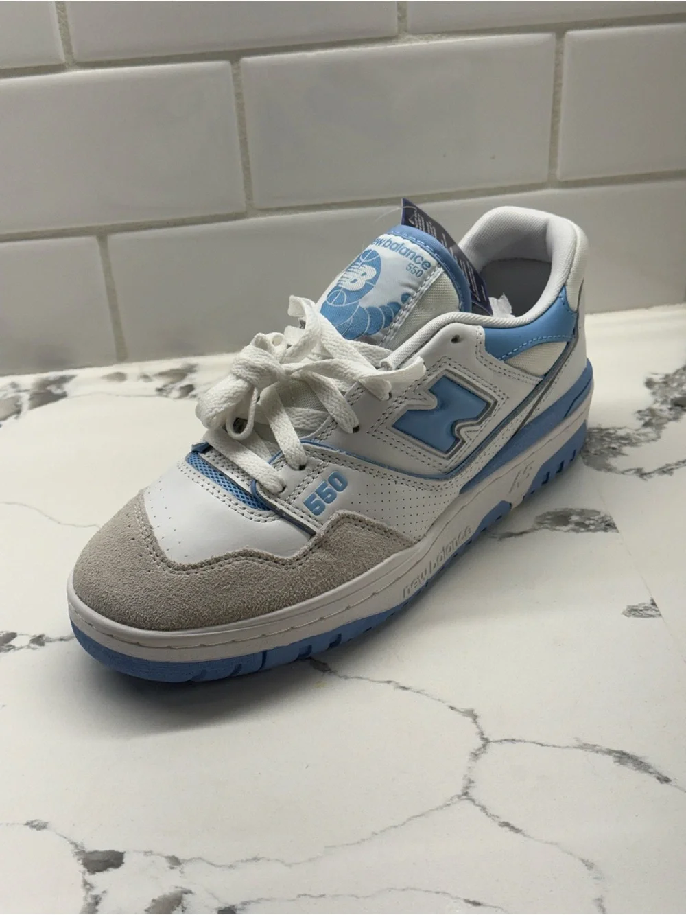 New Balance 550 White Blue Haze Sneakers Women’s 8.5 Men’s 7 BB550LSB UNC Retro
